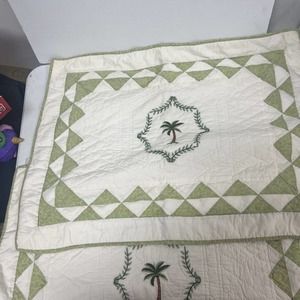 2 Vtg Palm Trees Pair Pillowcases Martinique 100% Cotton EUC
